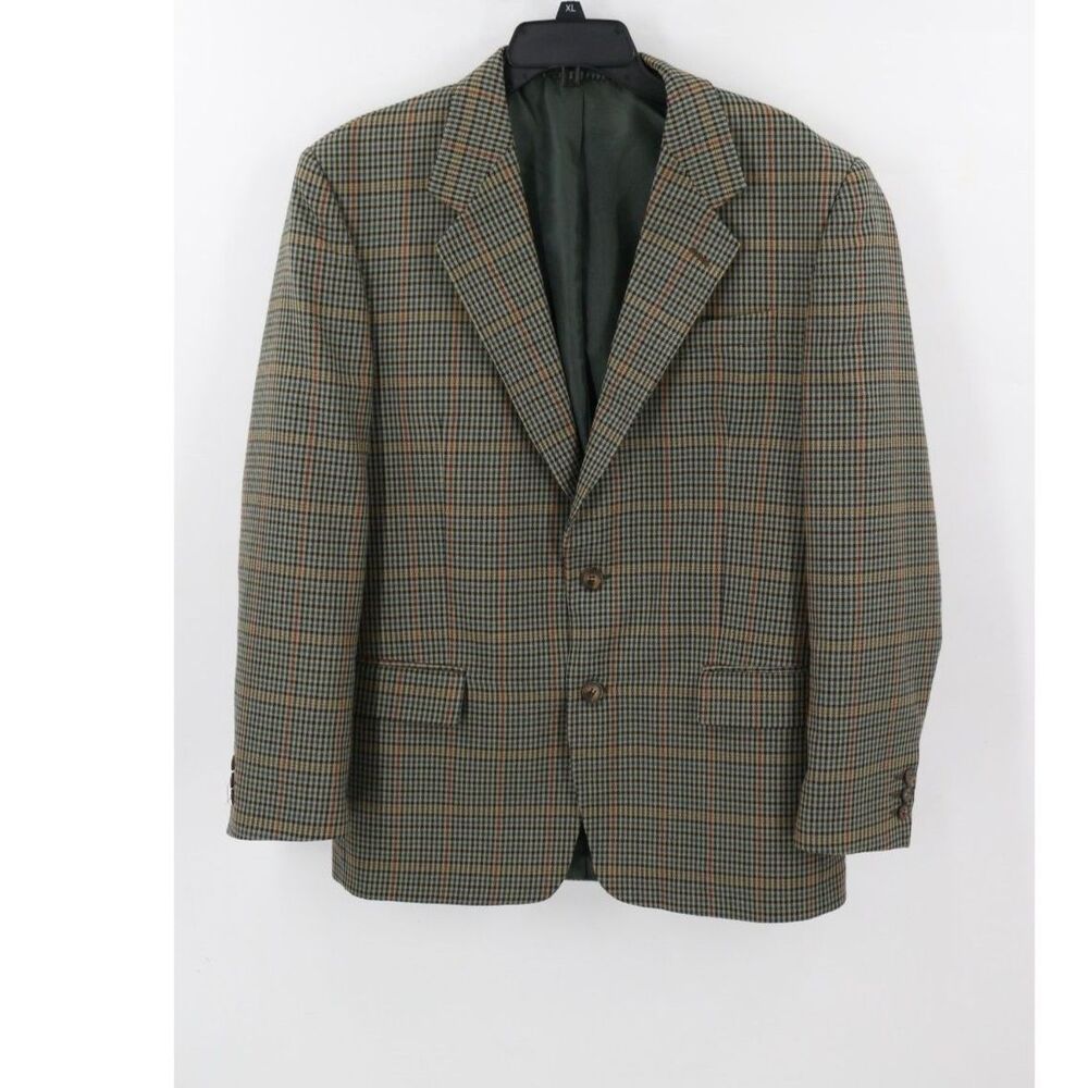 Enrico Gorlani Wool Blend Mens Sports Coat Gun Check Plaid Size 38 Classic Prep